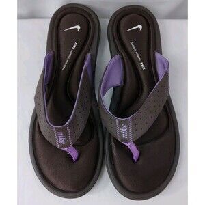 Nike Comfort Footbed Sandal Brown Purple Thong Slide Flip Flop Shoe Women's 11